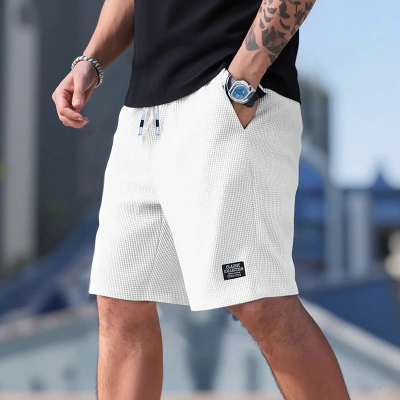 Men's Casual Beach Shorts – Breathable Textured Fabric, Sizes XS-XXL
