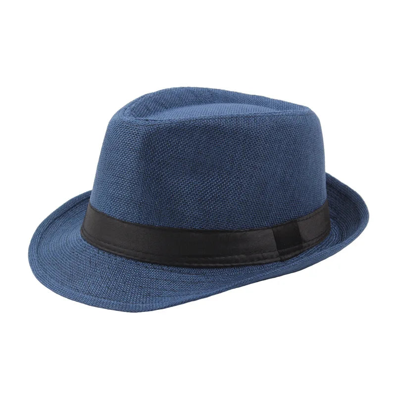 Sombrero de paja de ala ancha de moda para hombre, color sólido de verano, Fedoras Jazz Sun Cap, gorras de Panamá informales para exteriores, estilo vaquero