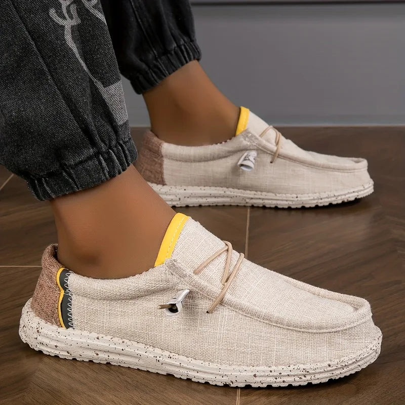 Men's Canvas Slip-On Loafers | Breathable Lightweight Casual Shoes
