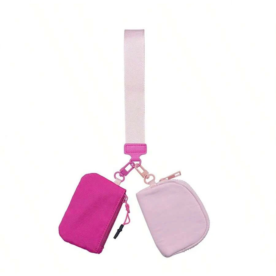 2-Piece Nylon Wrist Bag & Coin Purse Set — Waterproof Sporty Wallet with Keychain Bag & Card Case