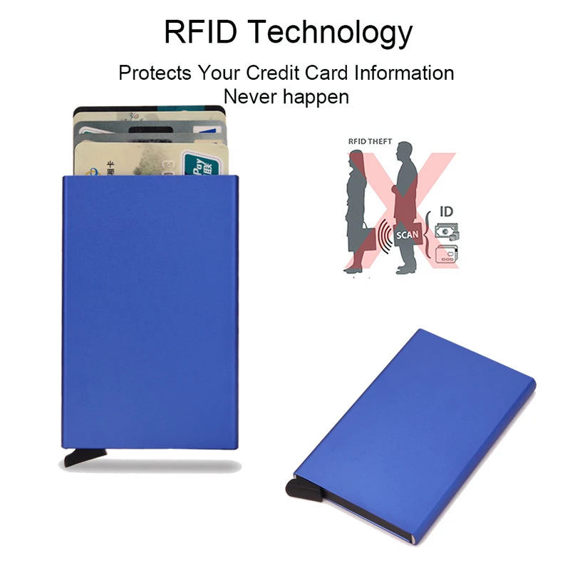 RFID Metal Pop-Up Wallet – Slim Minimalist Card Holder for Men & Women