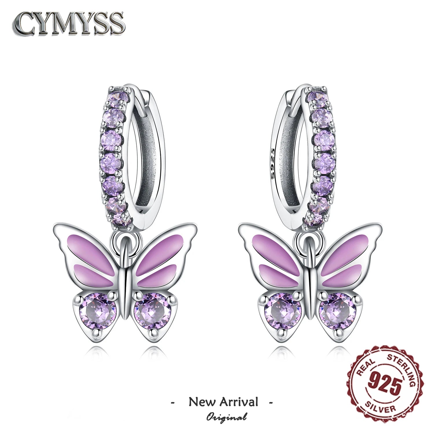 925 Sterling Silver Zircon Butterfly Drop Earrings – Women's Fine Jewelry