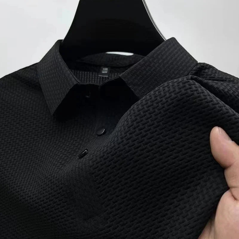 Men's Bone Texture Polo Shirt – Breathable Summer Top