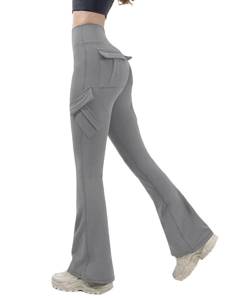 Women's Wide Leg Compression Yoga Leggings with Pockets