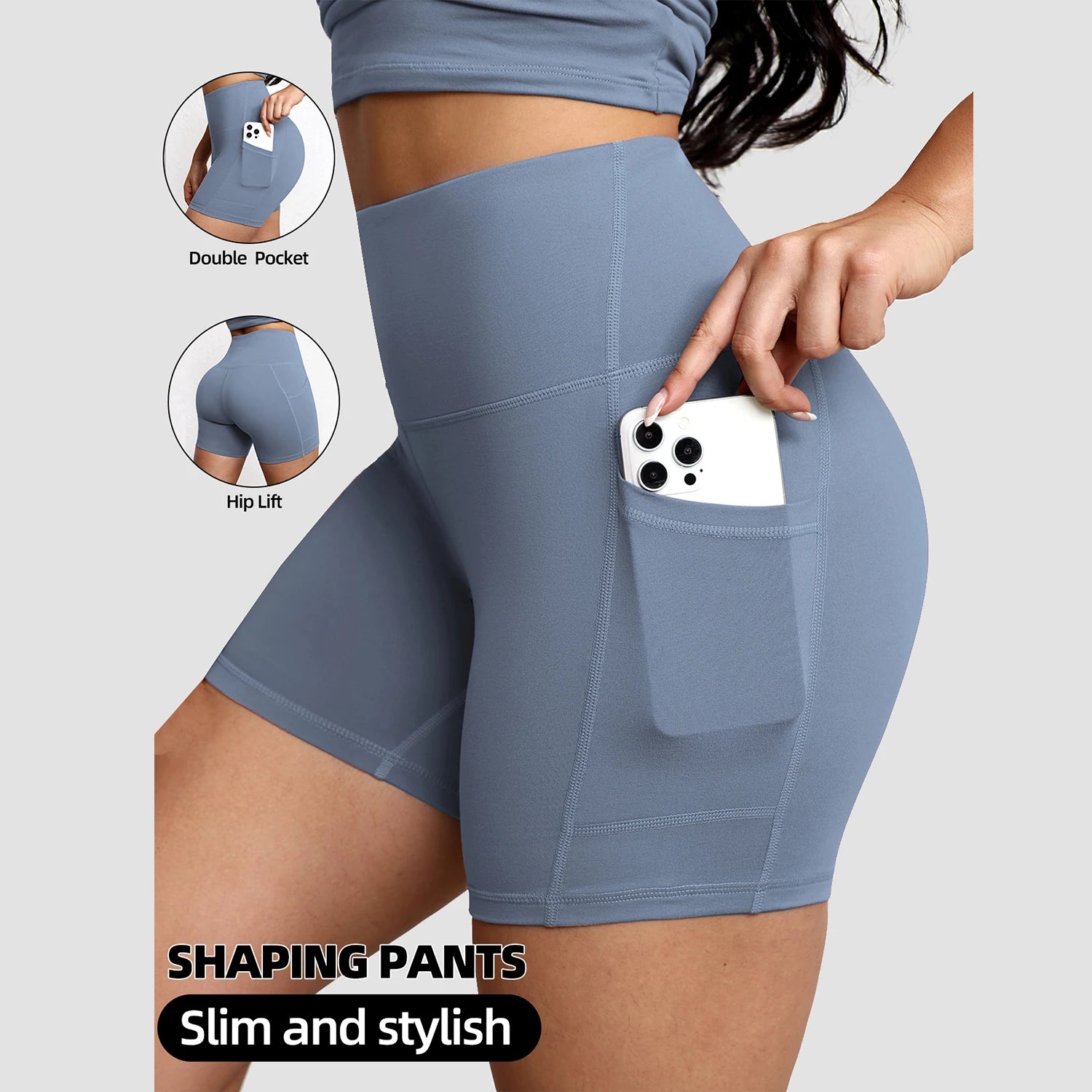 Women's High-Waist Yoga Shorts with Pockets | Quick-Dry Gym Workout Shorts S-XL
