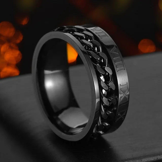 Anillo giratorio de acero inoxidable | Diseño punk de cadena giratoria | Unisex