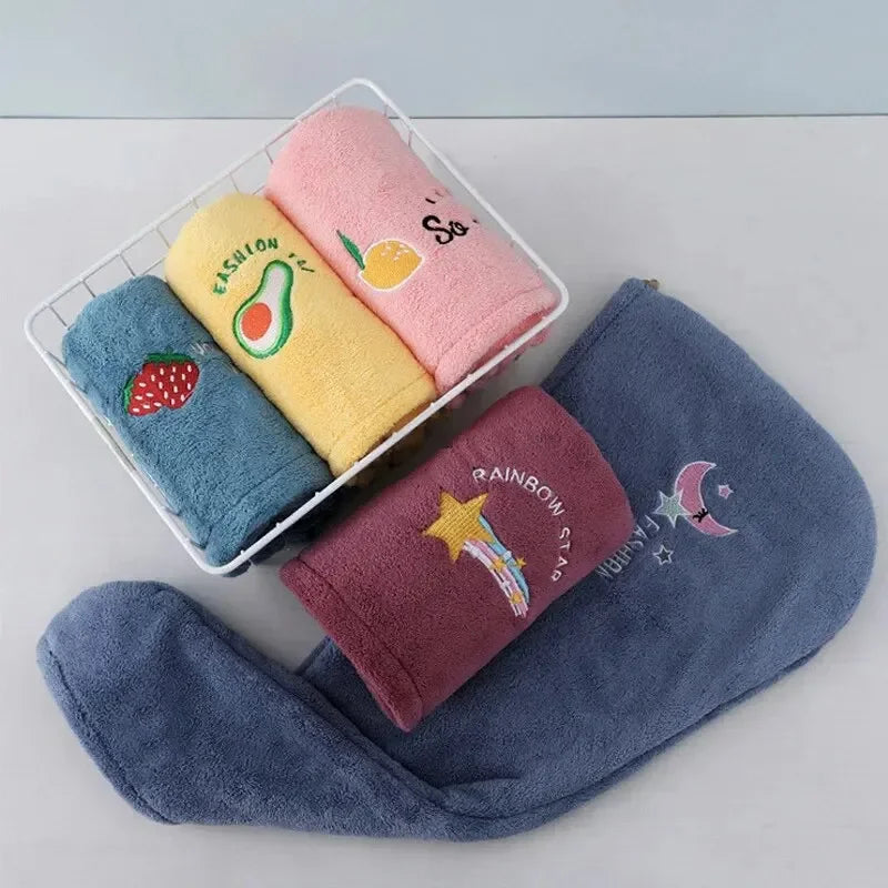 Cute Microfiber Hair Drying Towel Wrap | Super Absorbent Quick-Dry Bonnet 3 Prints
