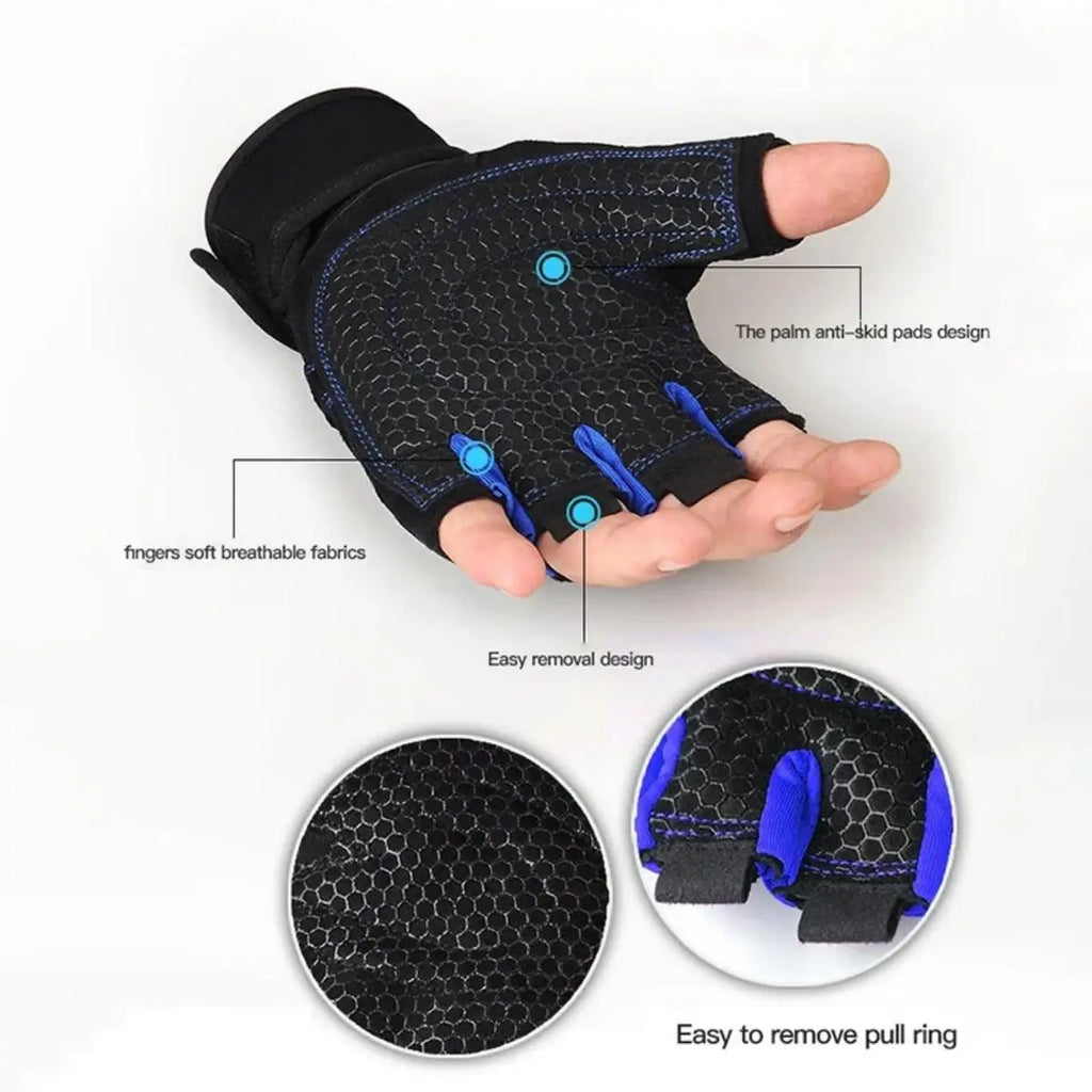 Guantes de gimnasio para hombres y mujeres, guantes de levantamiento de pesas con muñequera, para fitness, culturismo, entrenamiento, deportes, ejercicio, ciclismo, a prueba de golpes