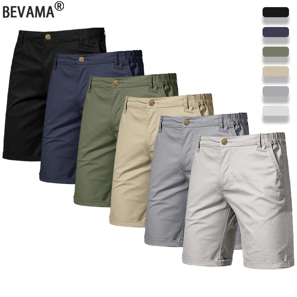 Men's Casual Cargo Shorts – Solid Color Jogger & Hiking Shorts with Elastic Waist