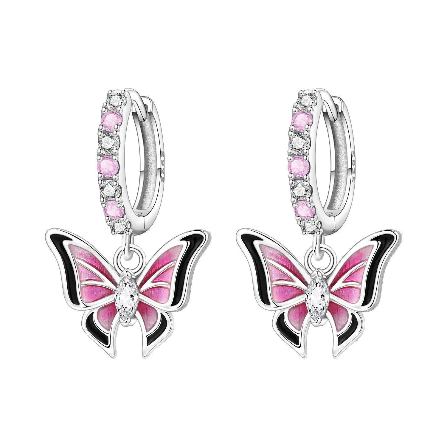 925 Sterling Silver Zircon Butterfly Drop Earrings – Women's Fine Jewelry