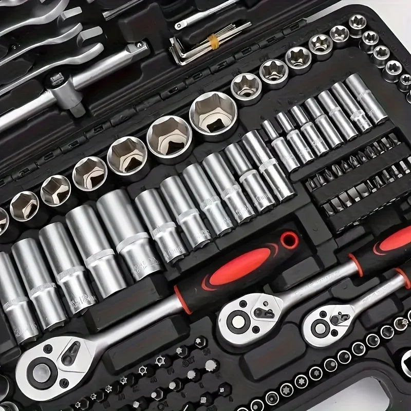 46-Piece CR-V Steel Socket Set – Ratchet Wrench, Extension Bar & Storage Bag for Auto & Home Repair