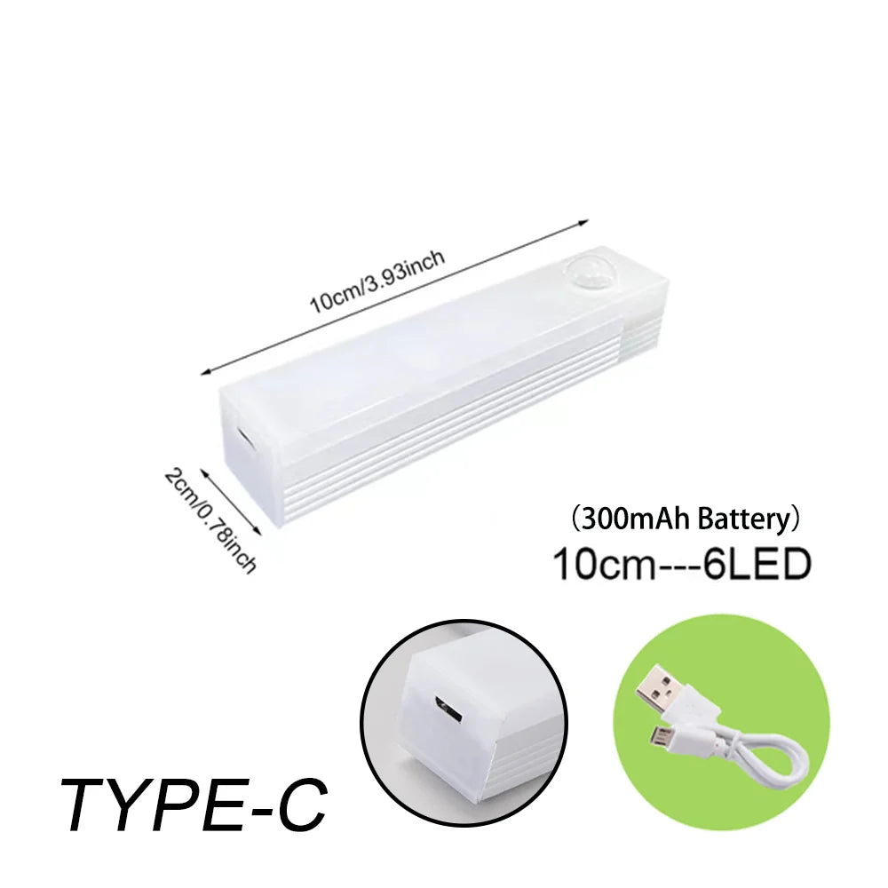 Motion Sensor LED Night Light – USB-C Rechargeable, Warm & Cool White, 4 Sizes