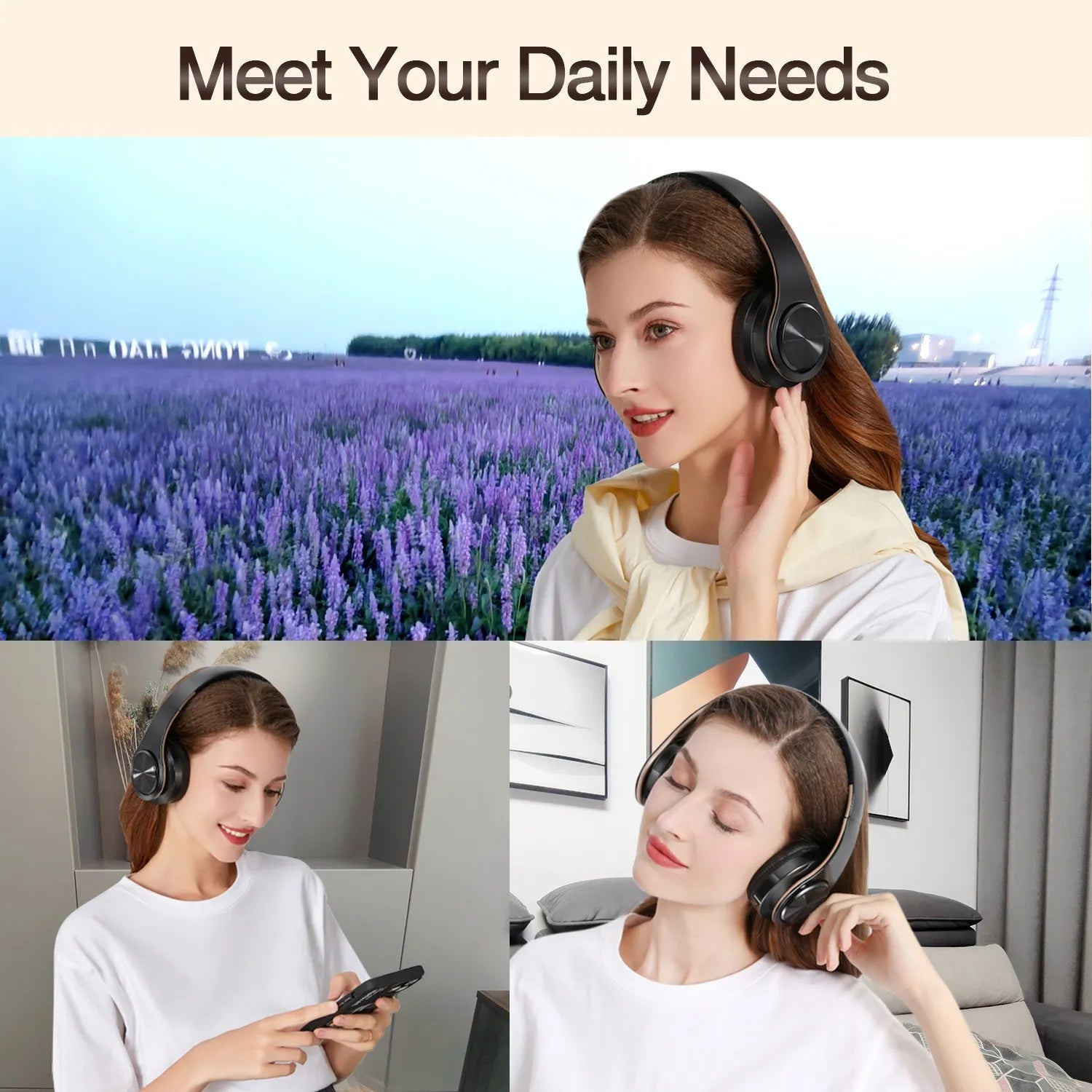 Wireless Bluetooth Over-Ear Headphones | 20Hr Battery, FM Radio & TF Card