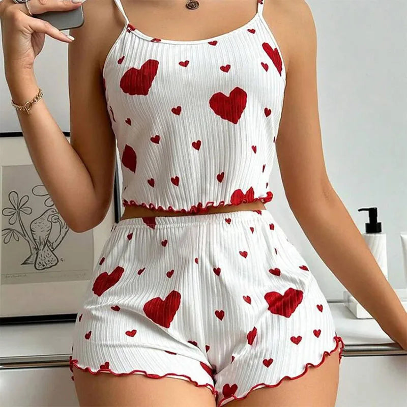Women's 2-Piece Pajama Set – Tank Top & Shorts | Soft, Stretchy Sleepwear