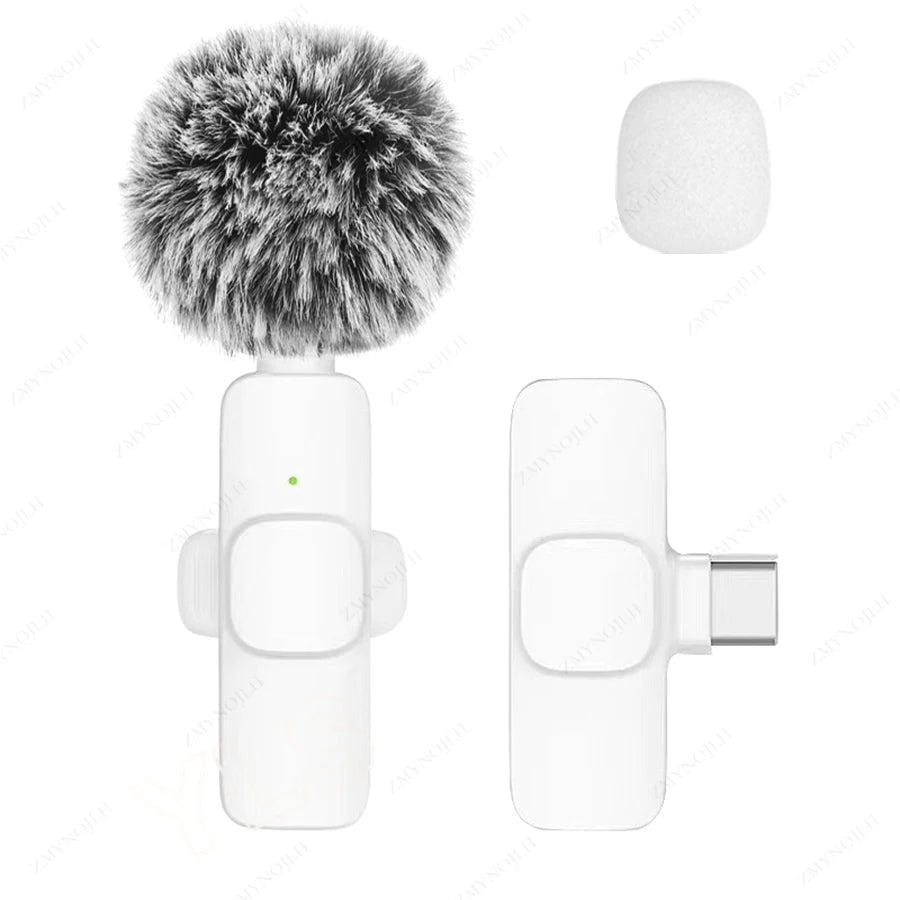 Portable Mini Wireless Lavalier Microphone — Plug & Play for iPhone & Android