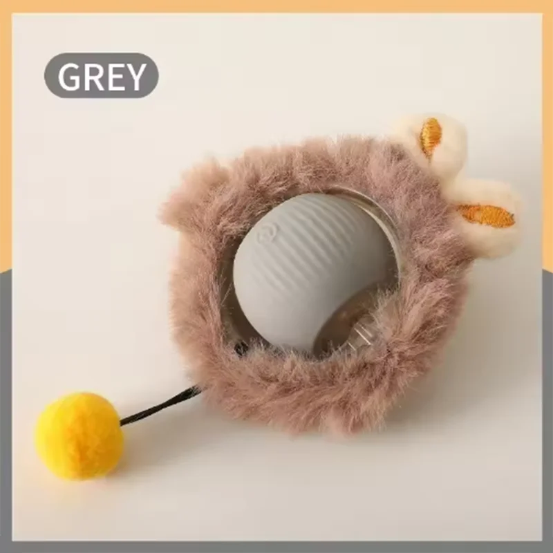 Auto-Rolling Cat Ball Toy with Tail — USB Rechargeable