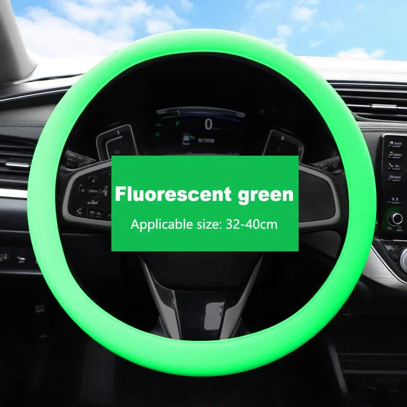 Non-Slip Silicone Steering Wheel Cover – Universal 38cm, Breathable & Elastic