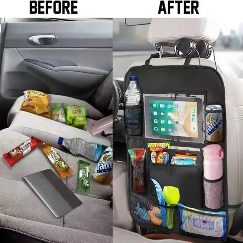Car Backseat Organizer with Tablet Holder | Multi-Pocket Oxford Seat Back Bag