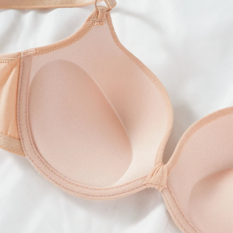 Women's Deep V Push-Up Bra — Underwire, Backless, Padded, Sizes 34–38
