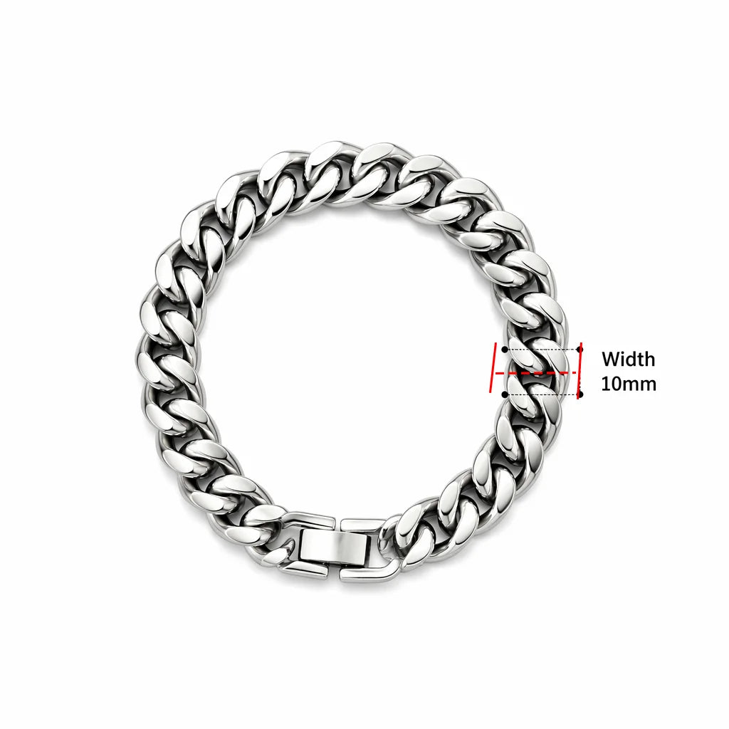 Stainless Steel Cuban Chain Bracelet – 3 to 10mm Widths | Men & Women