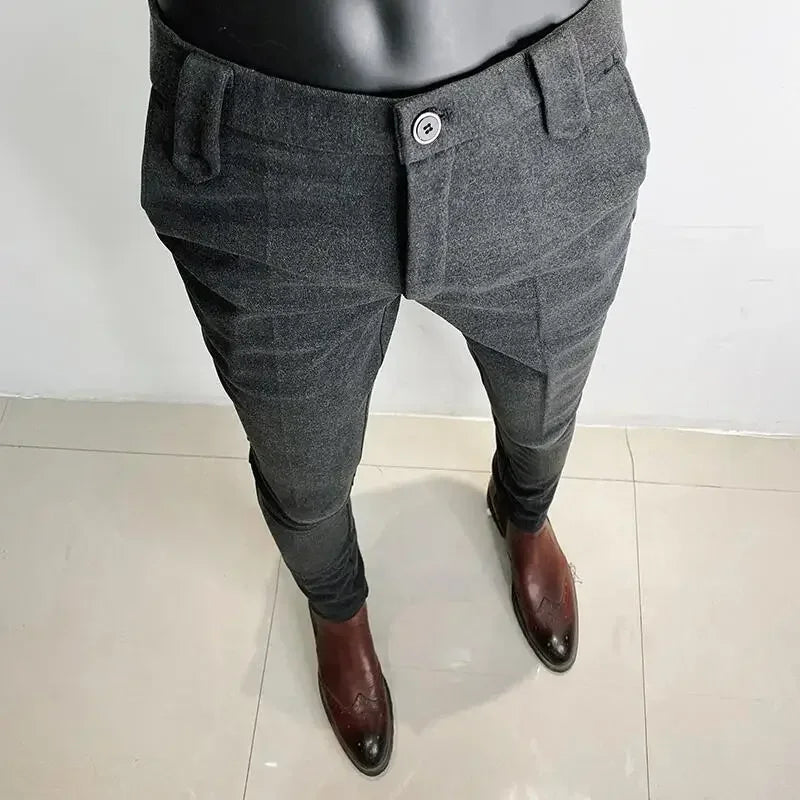 Men's Thickened Woolen Suit Pants - Slim Fit (28-36)