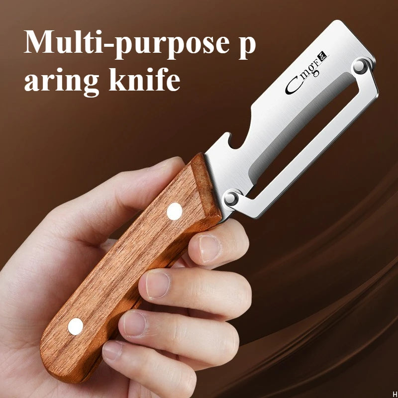 Stainless Steel Vegetable & Fruit Peeler – Wood-Style Handle, Sharp & Smooth