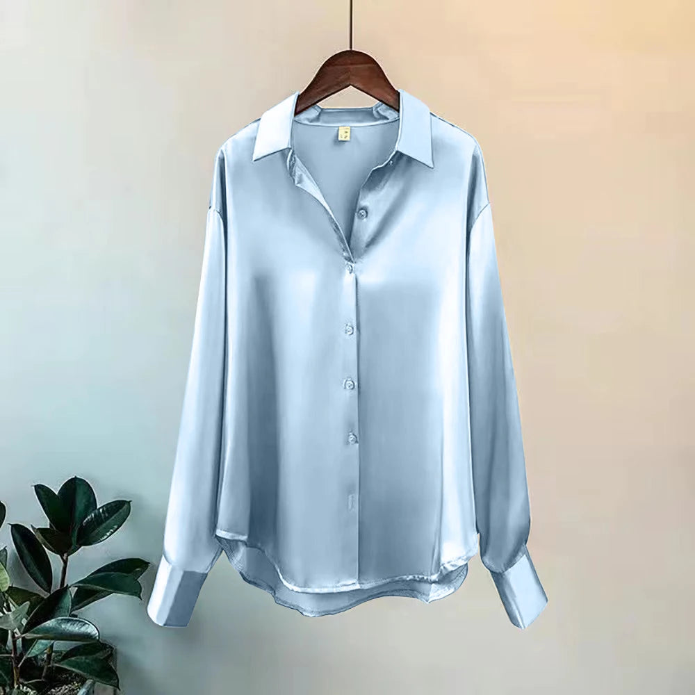 Women's Long Sleeve Button Blouse - Casual Office Shirt (S-4XL)