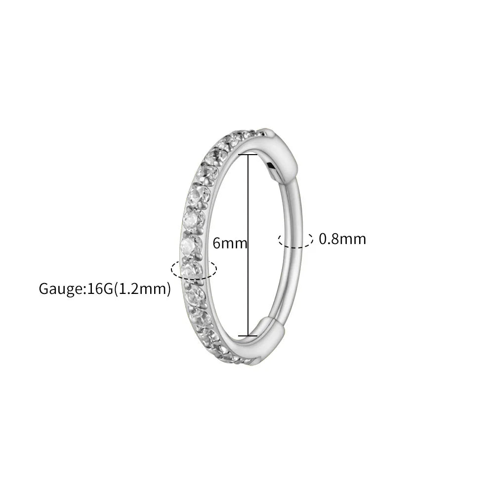 ASTM F136 Titanium Huggie Hoop Earring – 16G CZ Cartilage & Helix Piercing