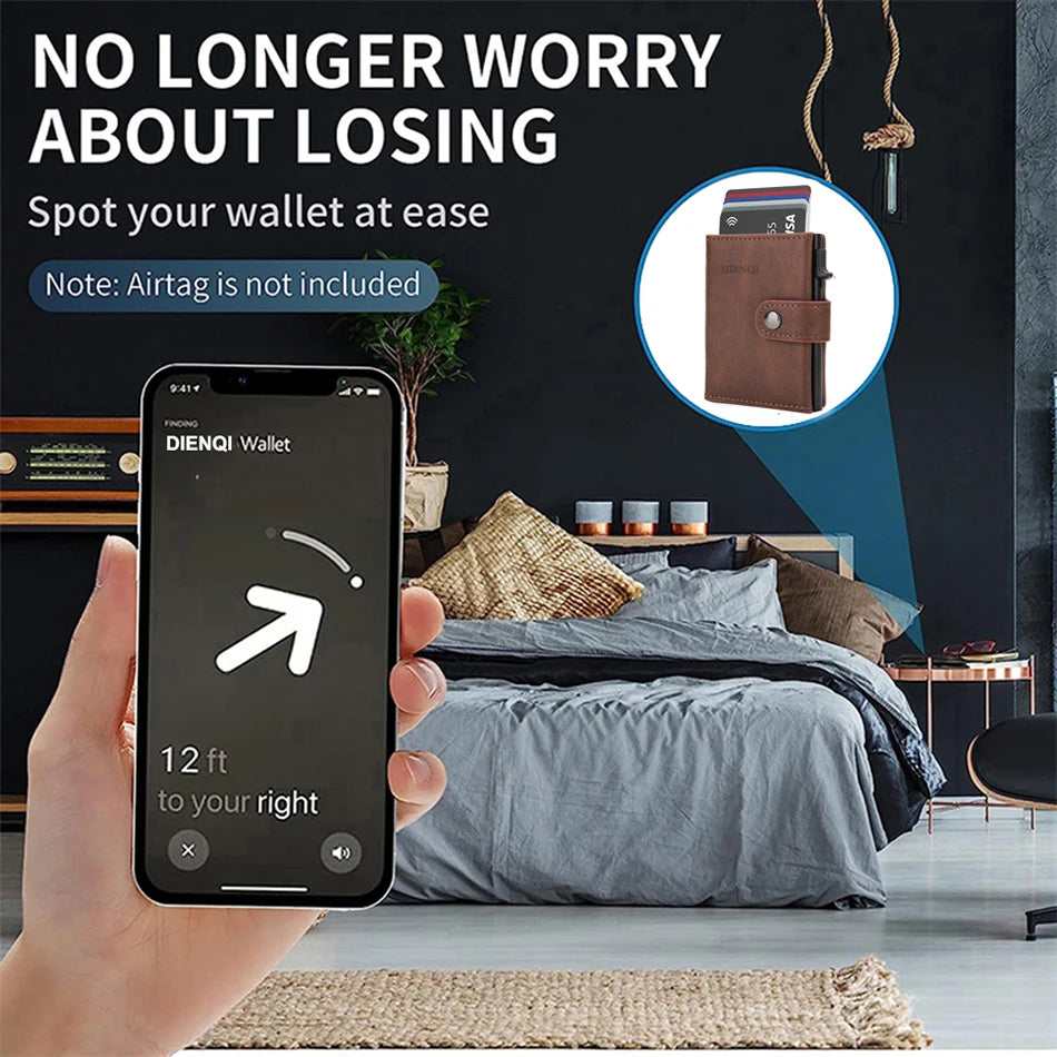 RFID Blocking Card Holder Wallet with AirTag Pocket — Slim Minimalist Men's Wallet