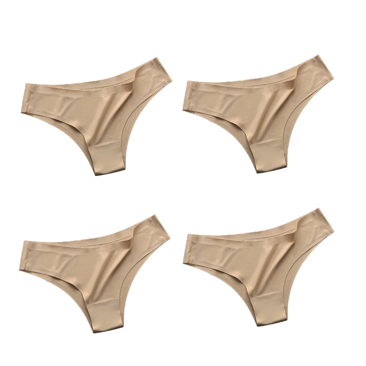 Women's 4-Pack Seamless Ice Silk Brazilian Panties | Low-Rise Bikini Briefs M-XL