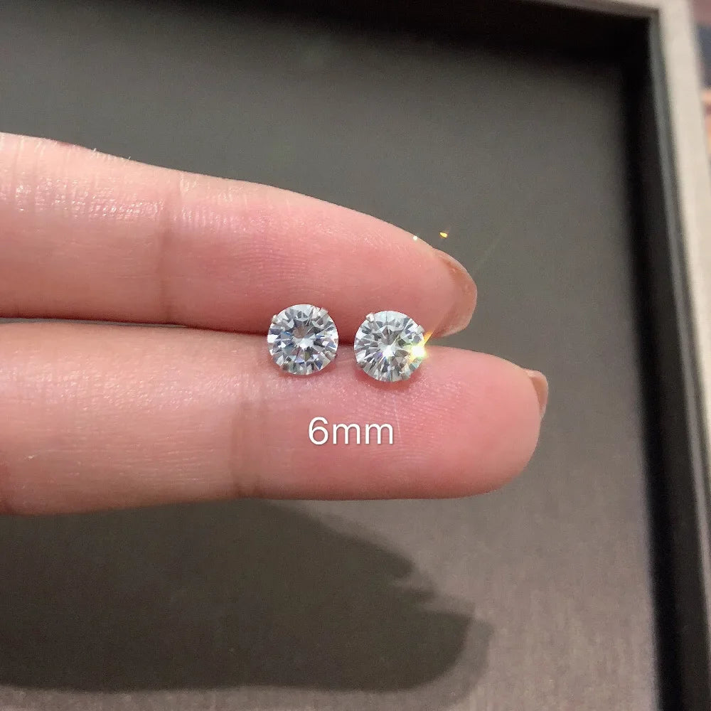 925 Sterling Silver CZ Crystal Stud Earrings – Tiny Round Zircon
