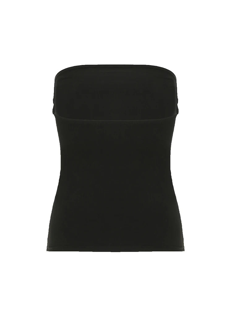 Top palabra de honor negro gótico para mujer, camiseta sin mangas, ajustada, corta, informal de verano, elegante, con estampado gráfico, estilo Y2K, chaleco básico de estilo urbano