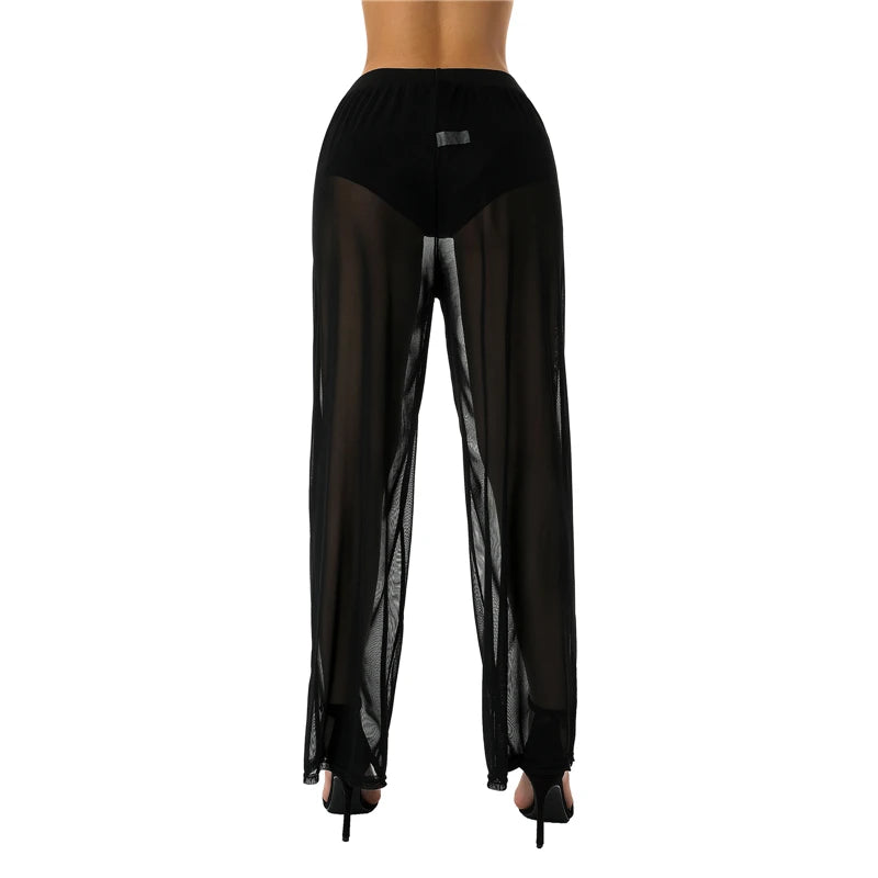 Women's Y2K See-Through Wide Leg Pants