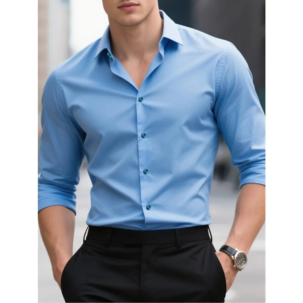Men's Solid Color Long Sleeve Shirt