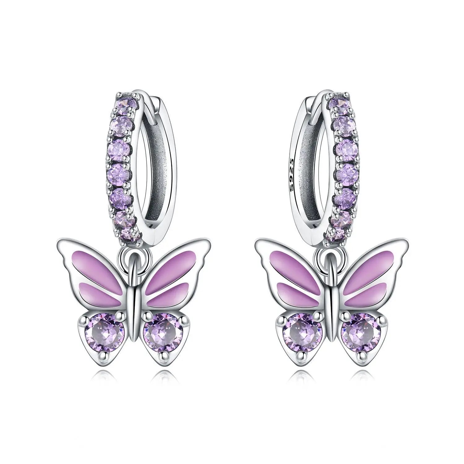 925 Sterling Silver Zircon Butterfly Drop Earrings – Women's Fine Jewelry