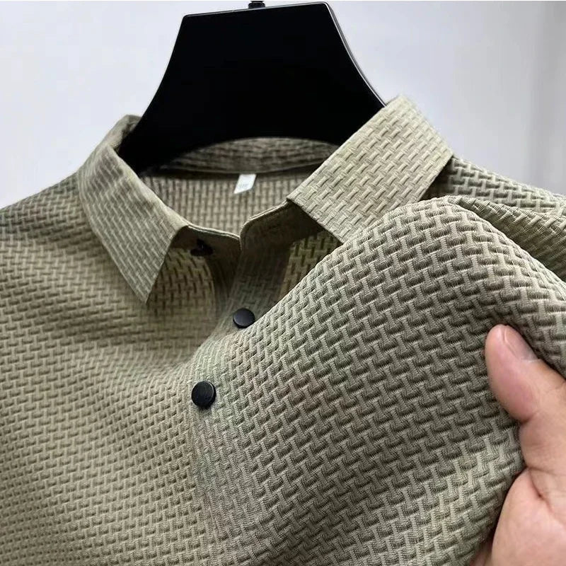 Men's Bone Texture Polo Shirt – Breathable Summer Top