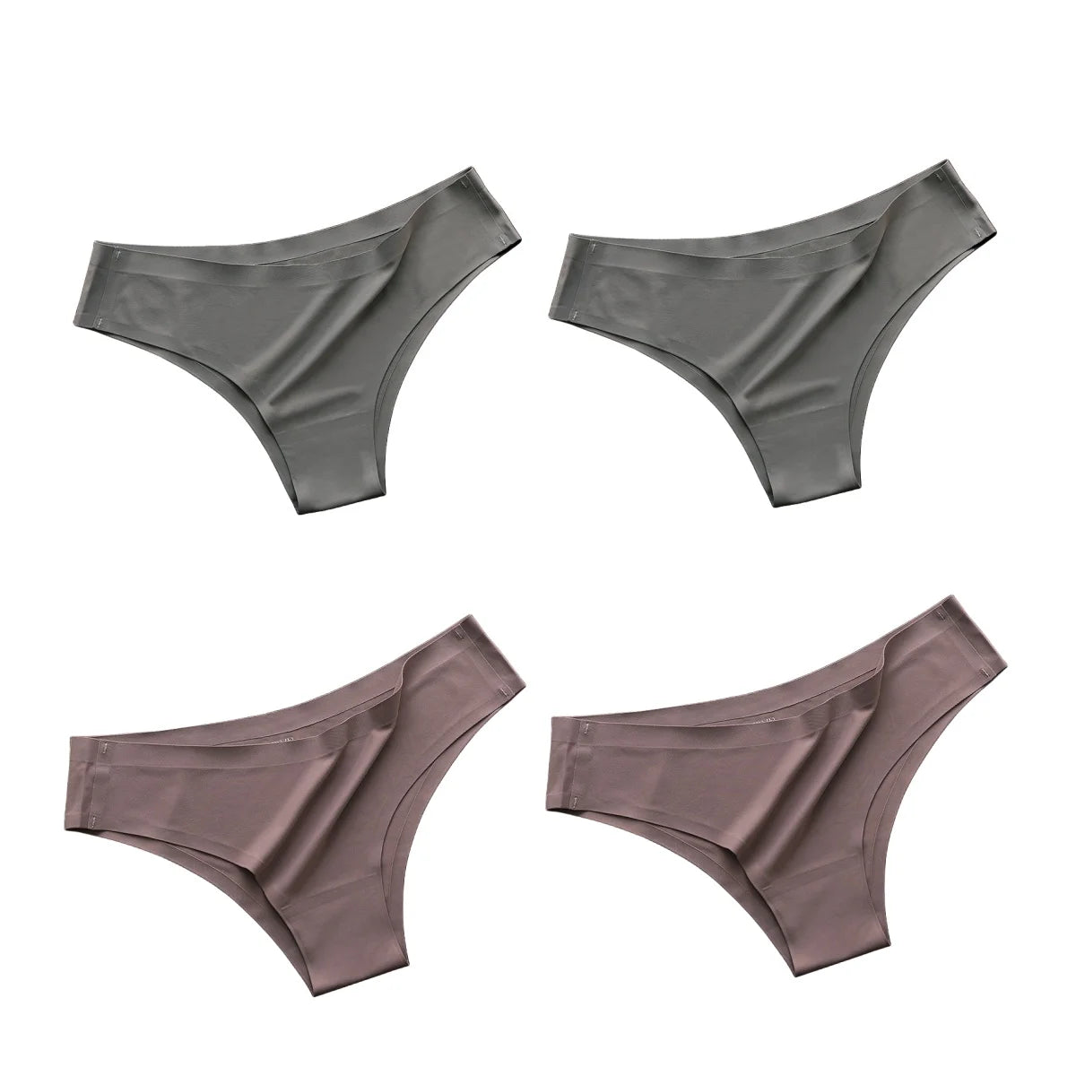 Women's 4-Pack Seamless Ice Silk Brazilian Panties | Low-Rise Bikini Briefs M-XL