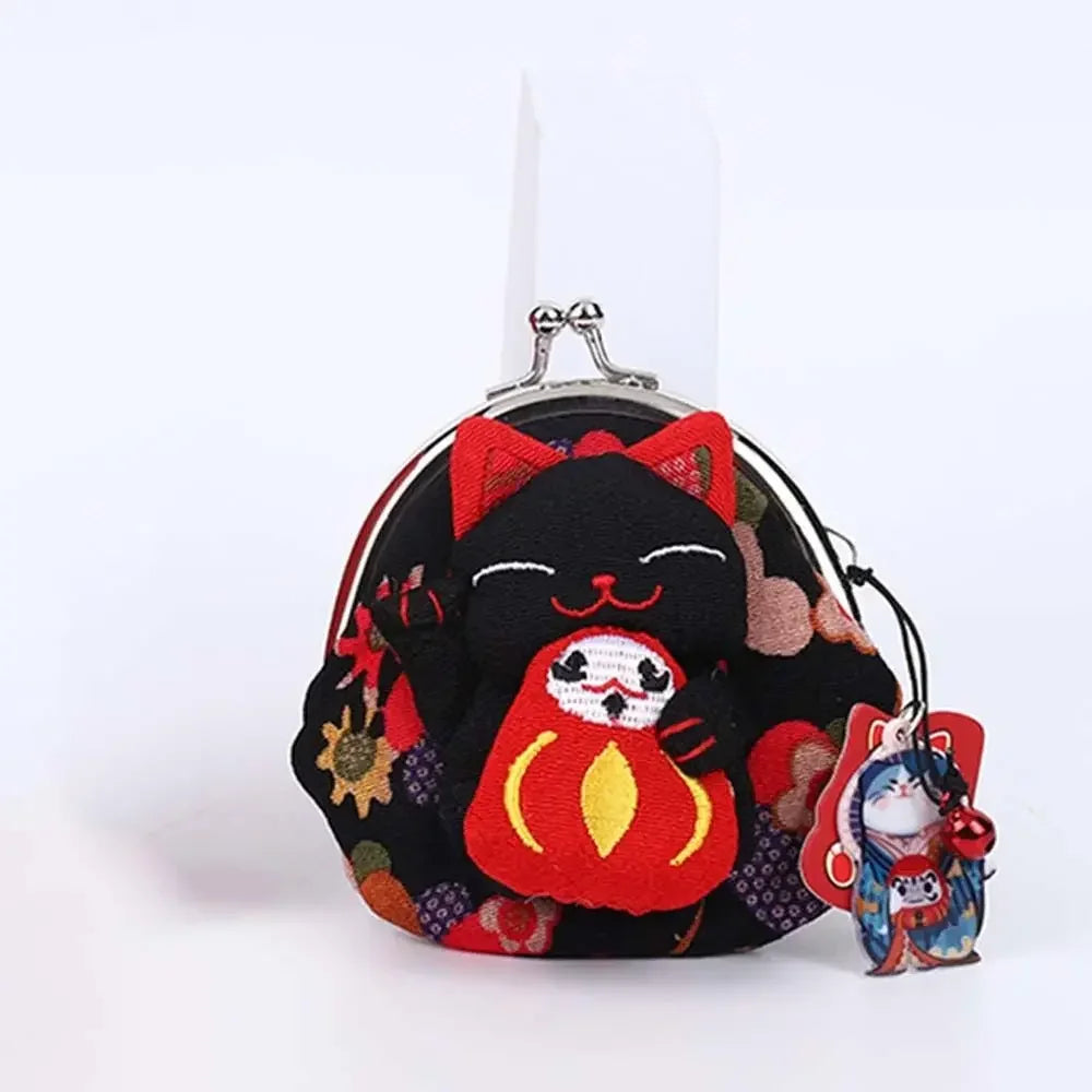 Maneki Neko Lucky Cat Coin Purse — Cute Japanese Fortune Cat Clasp Wallet & Gift