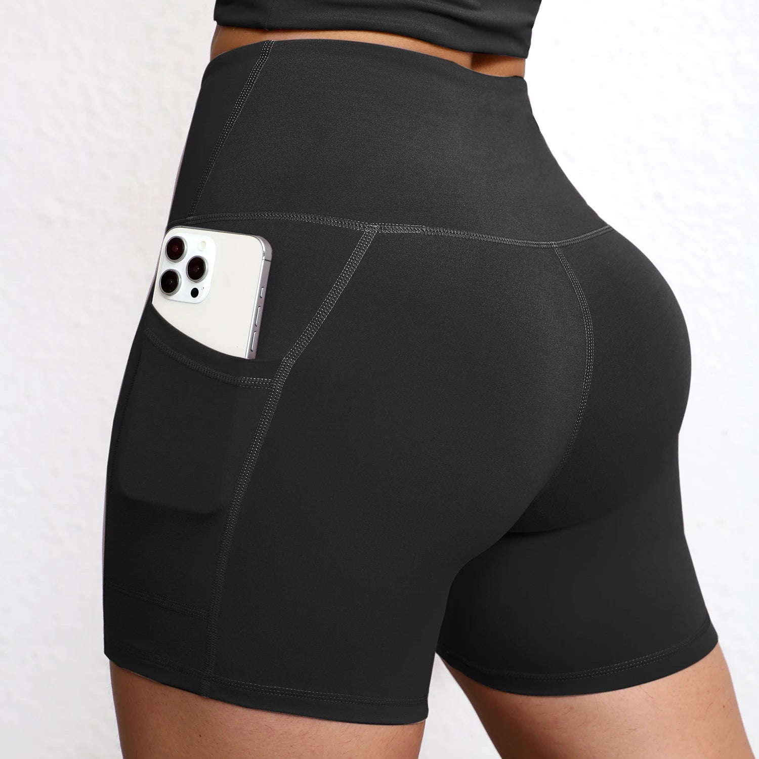 Women's High-Waist Yoga Shorts with Pockets | Quick-Dry Gym Workout Shorts S-XL