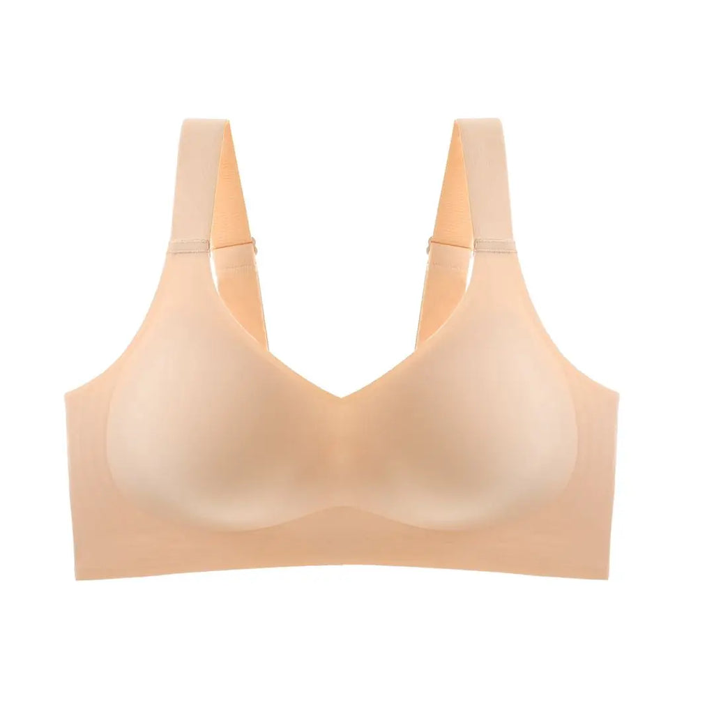 Women's Seamless Push-Up Bra – Wire-Free Molded Cup Deep V Adjustable Straps Plus Size