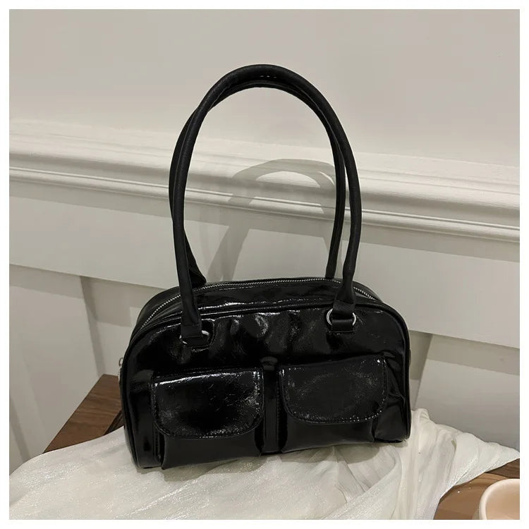 Women's Vintage Business Shoulder Bag — PU Leather Baguette Commute Tote