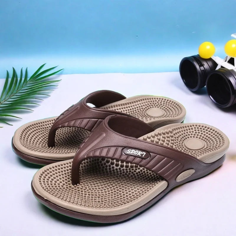 Men's Lightweight EVA Massage Sandals – Slip-On Flip Flops for Beach, Home & Outdoor