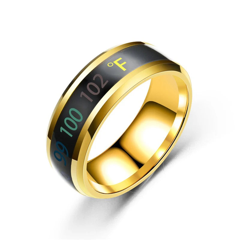 Anillo de humor inteligente sensible a la temperatura | Acero inoxidable | Resistente al agua