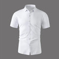 Men's Business Casual Short Sleeve Shirt - No-Iron Solid Color (S-4XL)