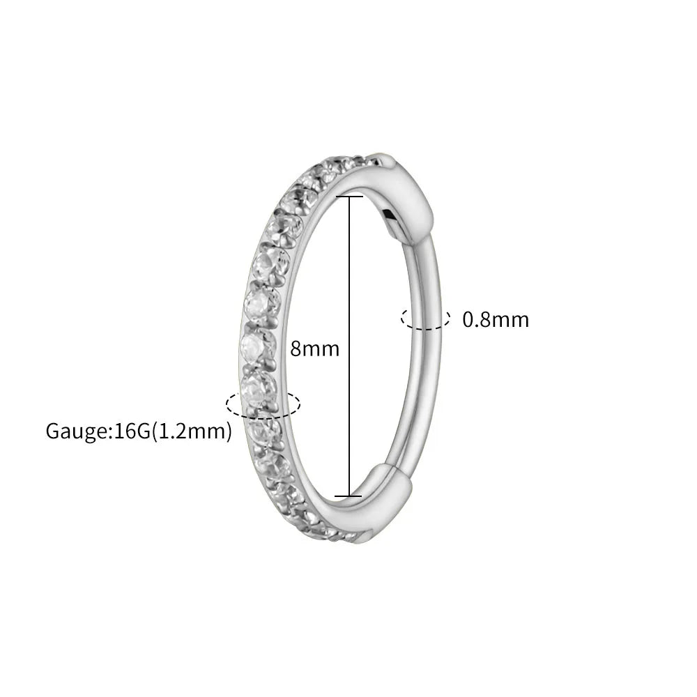 ASTM F136 Titanium Huggie Hoop Earring – 16G CZ Cartilage & Helix Piercing