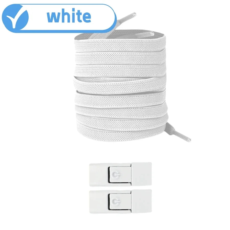 No-Tie Elastic Press-Lock Shoelaces – Flat 8mm, 100cm | Kids & Adults