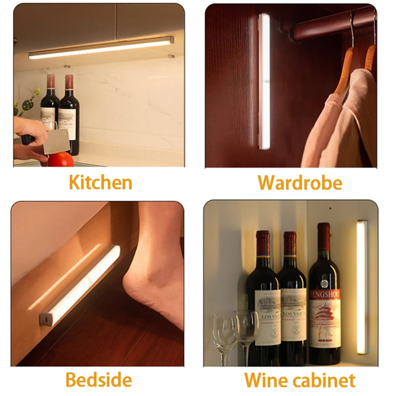 Motion Sensor LED Night Light – USB-C Rechargeable, Warm & Cool White, 4 Sizes