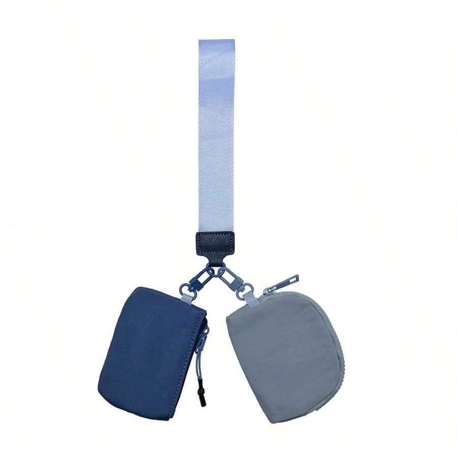 2-Piece Nylon Wrist Bag & Coin Purse Set — Waterproof Sporty Wallet with Keychain Bag & Card Case
