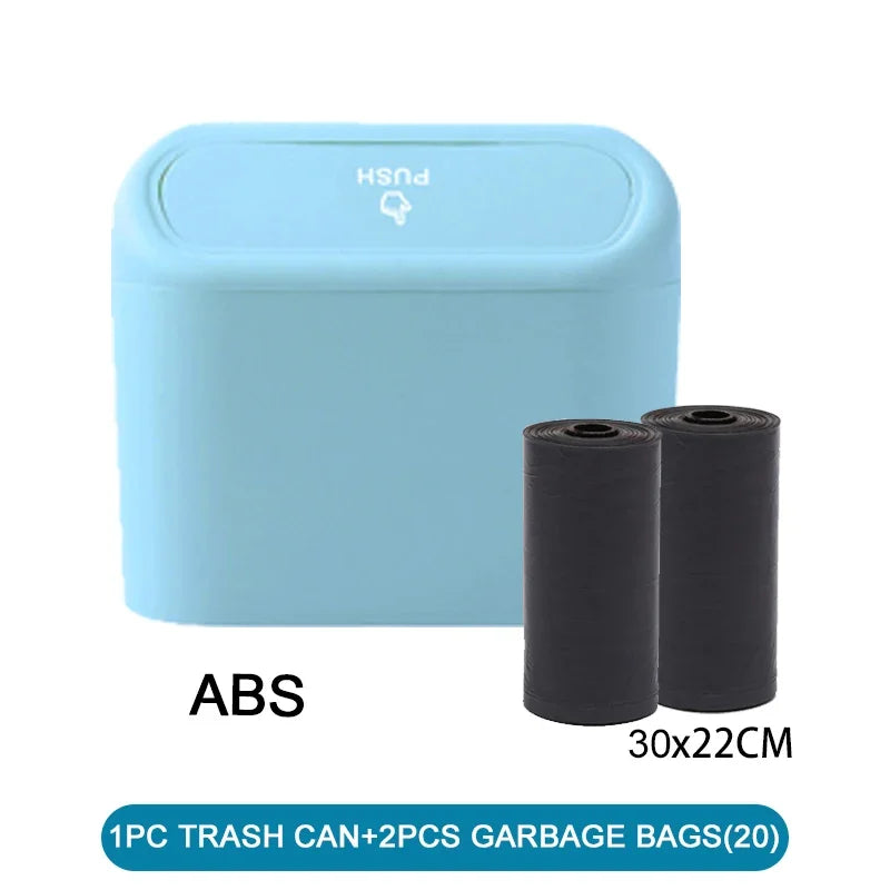 Car Trash Can with Lid – Mini Leak-Proof Bin with Garbage Bags