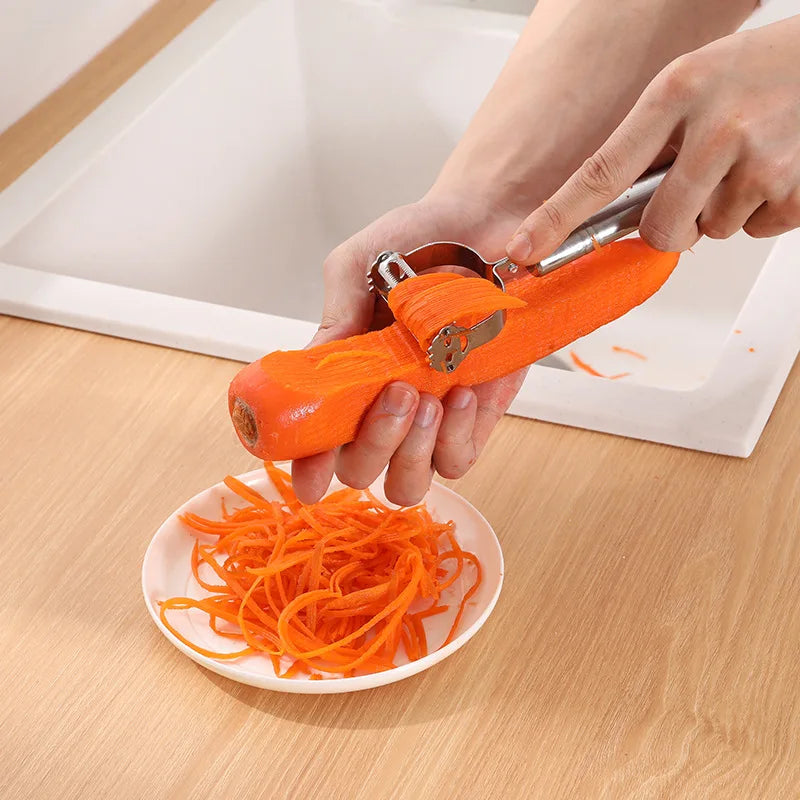 2-in-1 Stainless Steel Julienne Peeler & Grater – Vegetable & Fruit Slicer